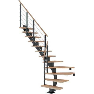 Dolle Mittelholmtreppe Hamburg Buche Anthrazit GH bis 301 cm 1/4gew. 85 cm FSC® Dolle Mittelholmtreppe Hamburg Buche Anthrazit GH bis 301 cm 1/4gew. 85 cm FSC®