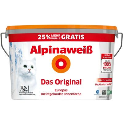 Alpinaweiß Wandfarbe Das Original Weiß Matt 10 + 2,5, Alpinaweiß Wandfarbe Das Original Weiß Matt 10 + 2,5,