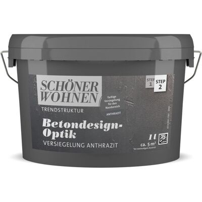 SCHÖNER WOHNEN-FARBE - Betondesign-Optik Step 2 Versiegelung - Anthrazitgrau - 1L - Paint SCHÖNER WOHNEN-FARBE - Betondesign-Optik Step 2 Versiegelung - Anthrazitgrau - 1L - Paint