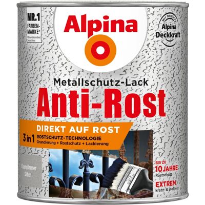 Alpina Metallschutz-Lack Anti-Rost Silber Eisenglimmer 750 ml Alpina Metallschutz-Lack Anti-Rost Silber Eisenglimmer 750 ml