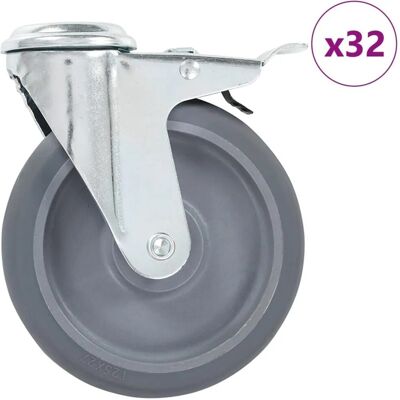 vidaXL 32 Stk Lenkrollen mit Rückenloch 125 mm 277880 vidaXL 32 Stk Lenkrollen mit Rückenloch 125 mm 277880