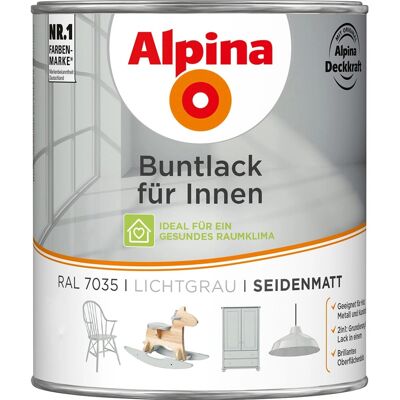 Alpina Buntlack für Innen Lichtgrau seidenmatt 750 ml Alpina Buntlack für Innen Lichtgrau seidenmatt 750 ml