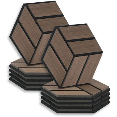 Homestyle4u Akustikpaneele 30 x 26 cm 10 Stück Braun Hexagon Wandpaneele Holz Homestyle4u Akustikpaneele 30 x 26 cm 10 Stück Braun Hexagon Wandpaneele Holz