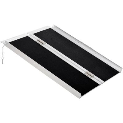 HOMCOM Rollstuhlrampe Aluminum Kunststoff Silber L91 x B72 x H5 cm HOMCOM Rollstuhlrampe Aluminum Kunststoff Silber L91 x B72 x H5 cm