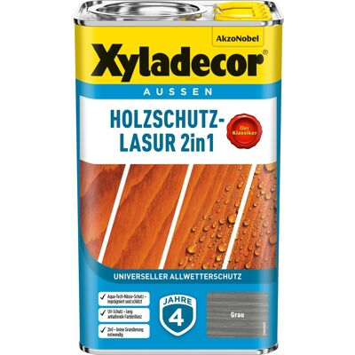 Xyladecor Holzschutz-Lasur 2in1 Grau 2,5 Liter Xyladecor Holzschutz-Lasur 2in1 Grau 2,5 Liter