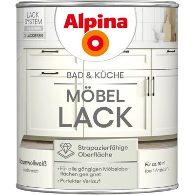 Alpina Möbel-Lack Bad & Küche Baumwollweiß Seidenmatt 750 ml Alpina Möbel-Lack Bad & Küche Baumwollweiß Seidenmatt 750 ml