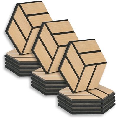 Homestyle4u Akustikpaneele 30 x 26 cm 15 Stück Natur Hexagon Wandpaneele Holz Homestyle4u Akustikpaneele 30 x 26 cm 15 Stück Natur Hexagon Wandpaneele Holz
