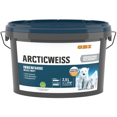 OBI Wandfarbe Arcticweiss Weiß Matt 2,5, OBI Wandfarbe Arcticweiss Weiß Matt 2,5,