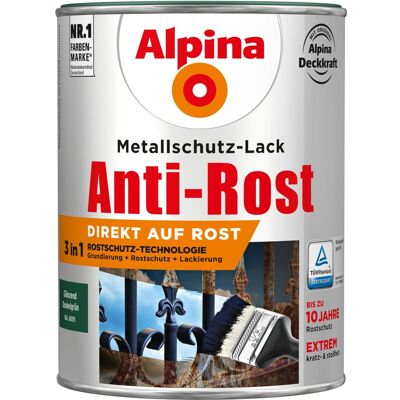 Alpina Metallschutz-Lack Anti-Rost Dunkelgrün glänzend 2,5 Liter Alpina Metallschutz-Lack Anti-Rost Dunkelgrün glänzend 2,5 Liter