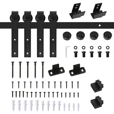 HOMCOM Schiebetürsystem für Doppelte Holztüren 200 x 0,6 x 18 cm HOMCOM Schiebetürsystem für Doppelte Holztüren 200 x 0,6 x 18 cm