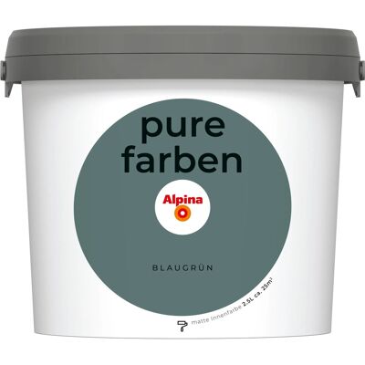 Alpina Wandfarbe Pure Farben Blaugrün 2,5, Alpina Wandfarbe Pure Farben Blaugrün 2,5,