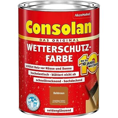 Consolan Wetterschutzfarbe Rehbraun Seidenglänzend 750 ml Consolan Wetterschutzfarbe Rehbraun Seidenglänzend 750 ml
