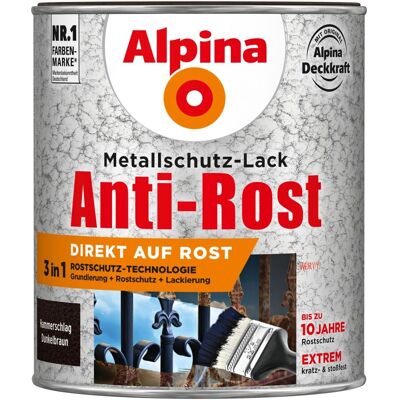 Alpina Metallschutz-Lack Anti-Rost Dunkelbraun Hammerschlag 750 ml Alpina Metallschutz-Lack Anti-Rost Dunkelbraun Hammerschlag 750 ml