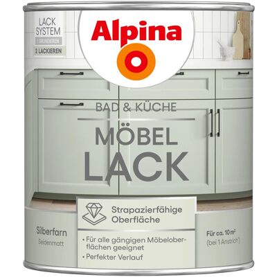 Alpina Möbel-Lack Bad & Küche Silberfarn Seidenmatt 750 ml Alpina Möbel-Lack Bad & Küche Silberfarn Seidenmatt 750 ml
