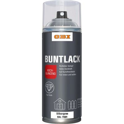 OBI Buntlack Spray RAL 7001 Silbergrau hochglänzend 400 ml OBI Buntlack Spray RAL 7001 Silbergrau hochglänzend 400 ml