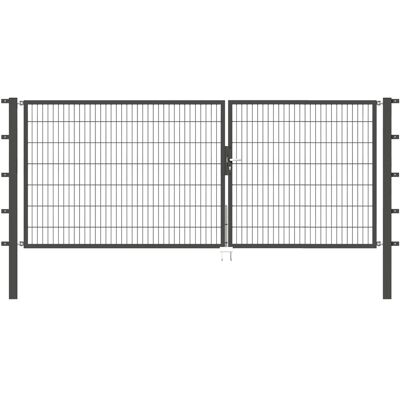 - Metallzaun Doppeltor für Doppelstabmatte Anthrazit z. Einbeton. 140 cm x 350 cm - Metallzaun Doppeltor für Doppelstabmatte Anthrazit z. Einbeton. 140 cm x 350 cm