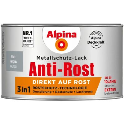 Alpina Metallschutz-Lack Anti-Rost Hellgrau matt 300 ml Alpina Metallschutz-Lack Anti-Rost Hellgrau matt 300 ml