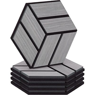 Homestyle4u Akustikpaneele Grau 30 x 26 cm 5 Stück Hexagon Wandpaneele Holz Homestyle4u Akustikpaneele Grau 30 x 26 cm 5 Stück Hexagon Wandpaneele Holz