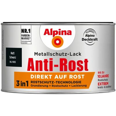 Alpina Metallschutz-Lack Anti-Rost Schwarz matt 300 ml Alpina Metallschutz-Lack Anti-Rost Schwarz matt 300 ml