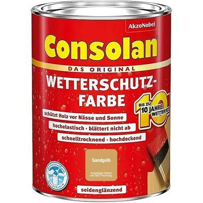 Consolan Wetterschutzfarbe Sandgelb Seidenglänzend 750 ml Consolan Wetterschutzfarbe Sandgelb Seidenglänzend 750 ml