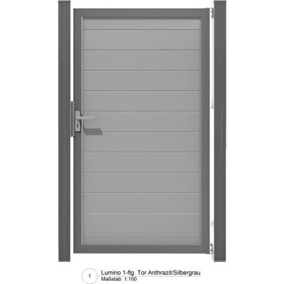 GroJa Lumino Tor Universal DIN Silbergrau mit Anthrazitrahmen 100 cm x 180 cm GroJa Lumino Tor Universal DIN Silbergrau mit Anthrazitrahmen 100 cm x 180 cm
