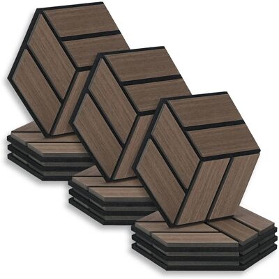 Homestyle4u Akustikpaneele 30 x 26 cm 12 Stück Braun Hexagon Wandpaneele Holz Homestyle4u Akustikpaneele 30 x 26 cm 12 Stück Braun Hexagon Wandpaneele Holz