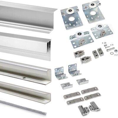 Emuca Set aus Hardware Set für 2 Schiebetüren und Space Sanftes Schliessen Stärke 19-20 mm Oberteile Nicht Inbegriffen Matt Eloxiert Emuca Set aus Hardware Set für 2 Schiebetüren und Space Sanftes Schliessen Stärke 19-20 mm Oberteile Nicht Inbegriffen Matt Eloxiert