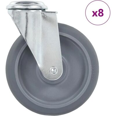 vidaXL Drehrollen - 8 Stück, 125 mm, Grau - Rollen vidaXL Drehrollen - 8 Stück, 125 mm, Grau - Rollen