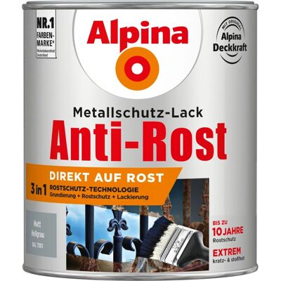 Alpina Metallschutz-Lack Anti-Rost Hellgrau matt 750 ml Alpina Metallschutz-Lack Anti-Rost Hellgrau matt 750 ml