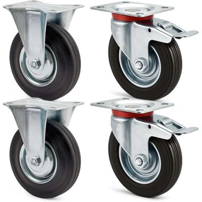 Wiltec Transportrollen Set 125Mm 100Kg 2X Doppelstopp-Lenkrolle 2X Bockrolle Wiltec Transportrollen Set 125Mm 100Kg 2X Doppelstopp-Lenkrolle 2X Bockrolle