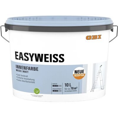 OBI Wandfarbe Easyweiss Weiß Matt 10, OBI Wandfarbe Easyweiss Weiß Matt 10,