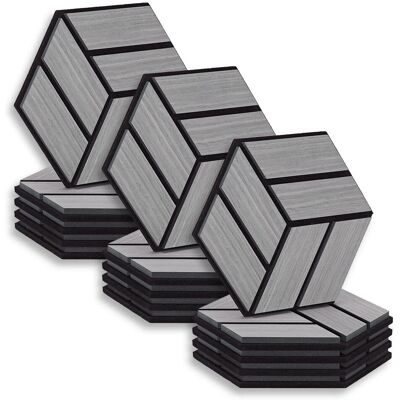 Homestyle4u Akustikpaneele 30 x 26 cm 15 Stück Grau Hexagon Wandpaneele Holz Homestyle4u Akustikpaneele 30 x 26 cm 15 Stück Grau Hexagon Wandpaneele Holz