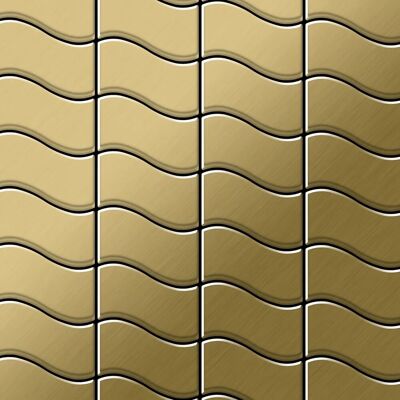 ALLOY Mosaik Fliese Massiv Metall Titan Gebürstet Gold 1,6mm Stark Flux-ti-gb, 1 Paket mit 10 Matten 0,86 m2 Gold ALLOY Mosaik Fliese Massiv Metall Titan Gebürstet Gold 1,6mm Stark Flux-ti-gb, 1 Paket mit 10 Matten 0,86 m2 Gold