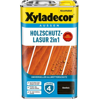 Xyladecor Holzschutz-Lasur 2in1 Ebenholz matt 2,5, Xyladecor Holzschutz-Lasur 2in1 Ebenholz matt 2,5,