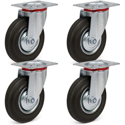 Wiltec Lenkrollen Set 4X Vollgummirad 160Mm Transportrolle 130Kg Metallfelge Möbelrollen Wiltec Lenkrollen Set 4X Vollgummirad 160Mm Transportrolle 130Kg Metallfelge Möbelrollen