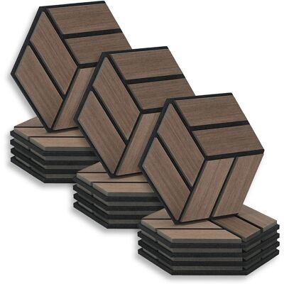 Homestyle4u Akustikpaneele 30 x 26 cm 15 Stück Braun Hexagon Wandpaneele Holz Homestyle4u Akustikpaneele 30 x 26 cm 15 Stück Braun Hexagon Wandpaneele Holz