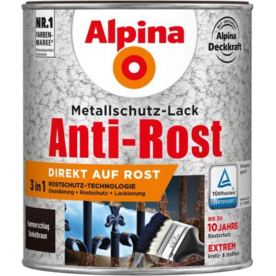 Alpina Metallschutz-Lack Anti-Rost Dunkelbraun Hammerschlag 750 ml Alpina Metallschutz-Lack Anti-Rost Dunkelbraun Hammerschlag 750 ml