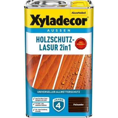 Xyladecor Holzschutz-Lasur 2in1 Palisander matt 2,5, Xyladecor Holzschutz-Lasur 2in1 Palisander matt 2,5,