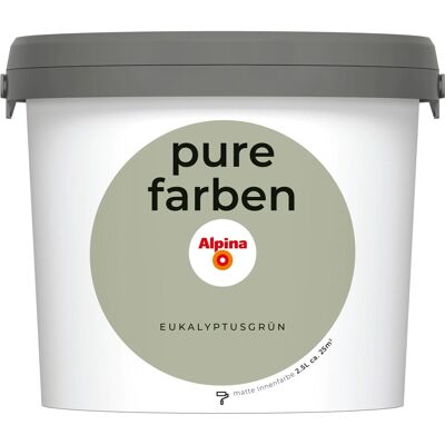 Alpina Wandfarbe Pure Farben Eukalyptusgrün 2,5, Alpina Wandfarbe Pure Farben Eukalyptusgrün 2,5,