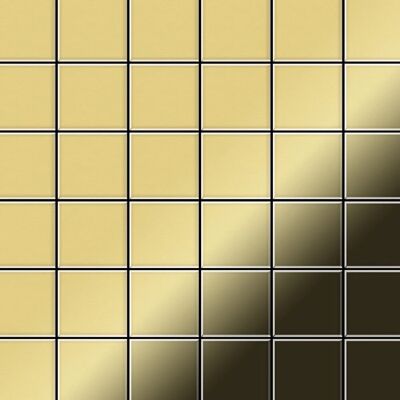 ALLOY Mosaik Fliese Massiv Metall Messing Gewalzt Gold 1,6mm Stark Cinquanta-bm 1 Paket mit 10 Matten 0,94 m2 Gold ALLOY Mosaik Fliese Massiv Metall Messing Gewalzt Gold 1,6mm Stark Cinquanta-bm 1 Paket mit 10 Matten 0,94 m2 Gold