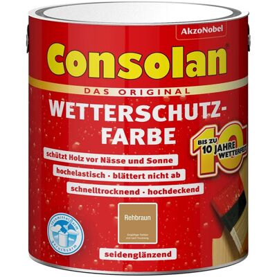 Consolan Wetterschutzfarbe Rehbraun Seidenglänzend 2,5, Consolan Wetterschutzfarbe Rehbraun Seidenglänzend 2,5,