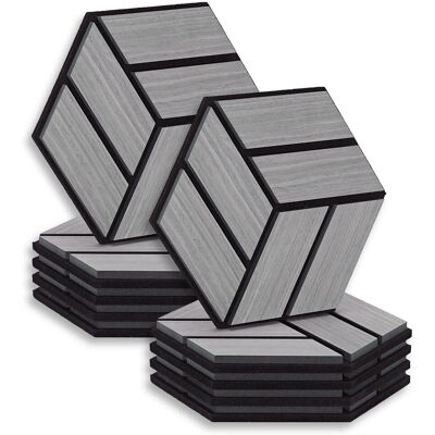 Homestyle4u Akustikpaneele 30 x 26 cm 10 Stück Grau Hexagon Wandpaneele Holz Homestyle4u Akustikpaneele 30 x 26 cm 10 Stück Grau Hexagon Wandpaneele Holz