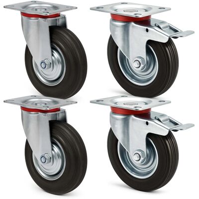 Wiltec Transportrollen Set 200Mm 150Kg 2X Doppelstopp-Lenkrolle 2X Lenkrolle Wiltec Transportrollen Set 200Mm 150Kg 2X Doppelstopp-Lenkrolle 2X Lenkrolle