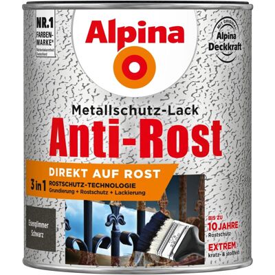 Alpina Metallschutz-Lack Anti-Rost Schwarz Eisenglimmer 750 ml Alpina Metallschutz-Lack Anti-Rost Schwarz Eisenglimmer 750 ml