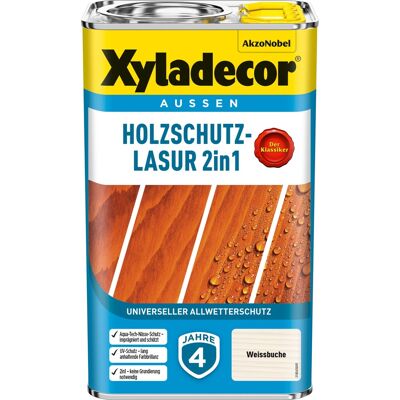Xyladecor Holzschutz-Lasur 2in1 Weißbuche matt 2,5, Xyladecor Holzschutz-Lasur 2in1 Weißbuche matt 2,5,