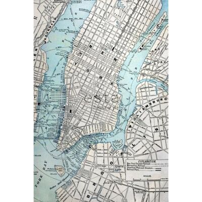 ESTAhome Alte Straßenkarte Wandbild - 186x279cm - Grau/Blau ESTAhome Alte Straßenkarte Wandbild - 186x279cm - Grau/Blau