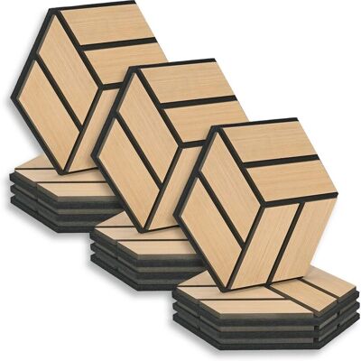 Homestyle4u Akustikpaneele 30 x 26 cm 12 Stück Natur Hexagon Wandpaneele Holz Homestyle4u Akustikpaneele 30 x 26 cm 12 Stück Natur Hexagon Wandpaneele Holz