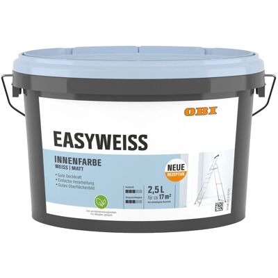 OBI Wandfarbe Easyweiss Weiß Matt 2,5, OBI Wandfarbe Easyweiss Weiß Matt 2,5,