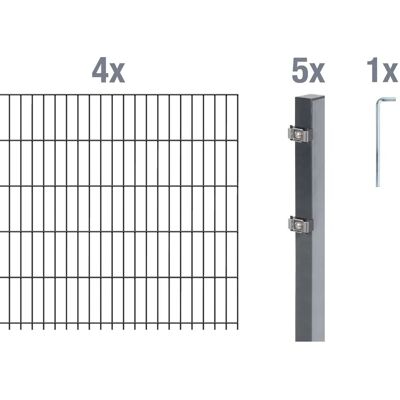 Metallzaun Grund-Set Doppelstabmatte verz. Anthrazit beschichtet 4 x 2 m x 1 m Metallzaun Grund-Set Doppelstabmatte verz. Anthrazit beschichtet 4 x 2 m x 1 m