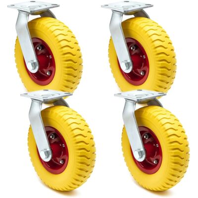 Wiltec Lenkrollen Set 4X 220X58Mm Transportrolle Pannensicher Gelb Vollmaterial Wiltec Lenkrollen Set 4X 220X58Mm Transportrolle Pannensicher Gelb Vollmaterial
